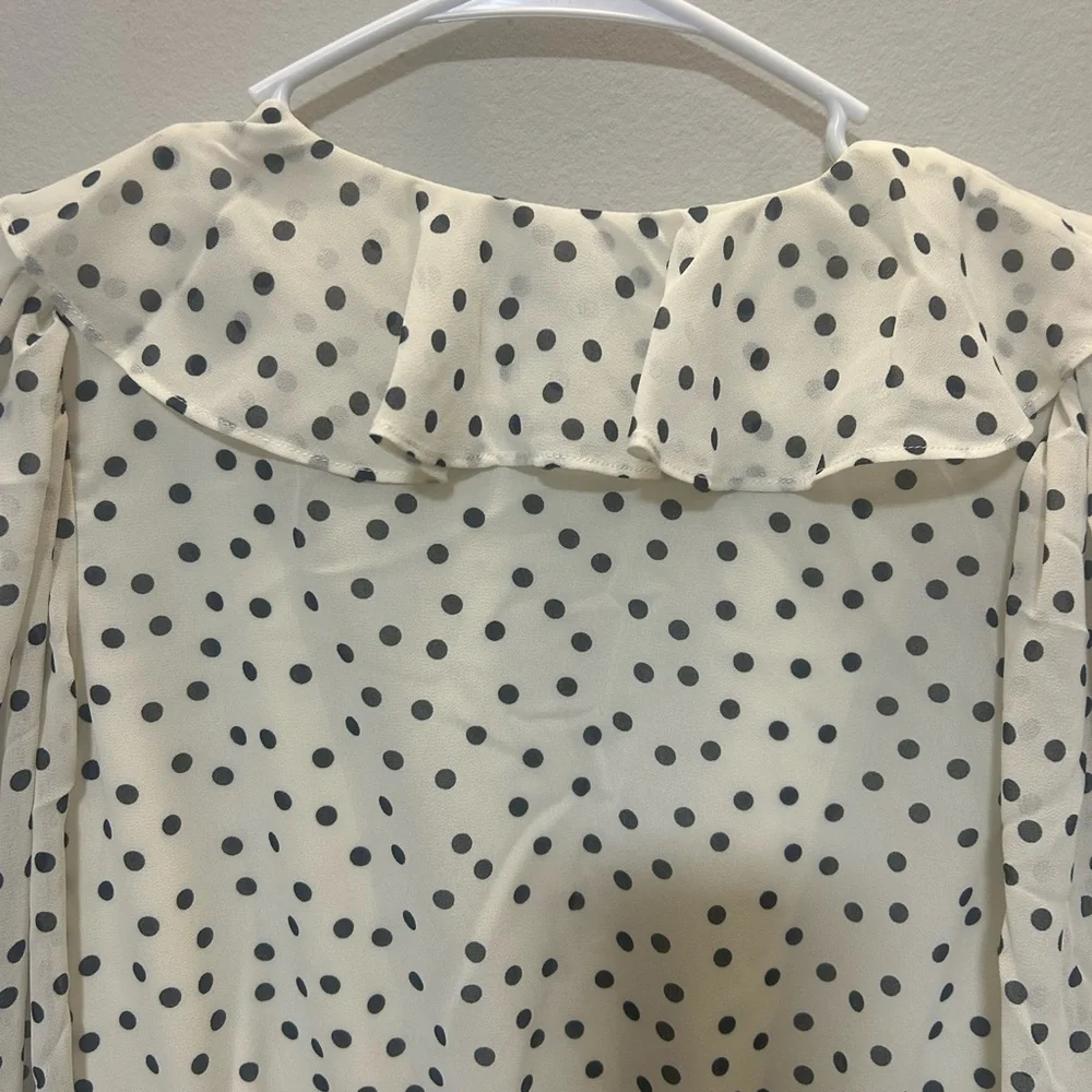 MAJORELLE cream and Black Polka Dot Mini Dress 0205 B-1 - Picture 9 of 15